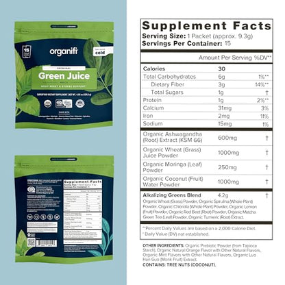 Organifi: GO Packs - Green Juice - Organic Superfood Supplement Powder - 15 Servings OrganifiBuy Supplements Australia