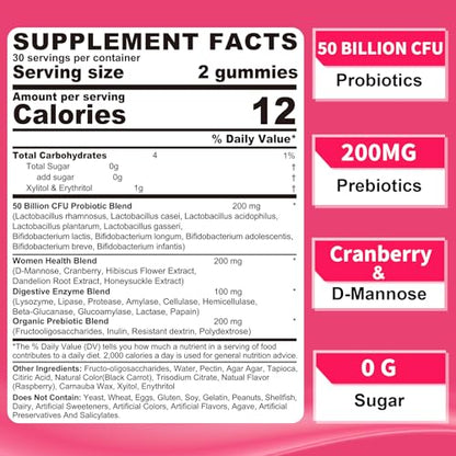 Probiotics for Women Gummies, Sugar Free Vaginal Probiotics 50 Billion CFU 10 Strains w/ Cranberry NEVISSBuy Supplements Australia