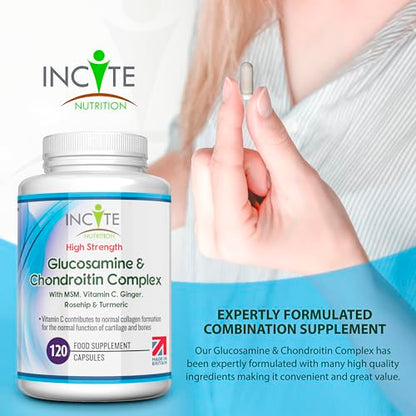 Glucosamine and Chondroitin High Strength Complex with MSM, Vitamin C, Ginge Incite NutritionBuy Supplements Australia