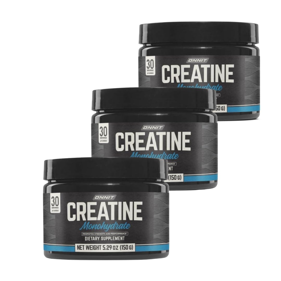 ONNIT Creatine Monohydrate Powder – IGEN™ Non-GMO Tested, 5g Premium Creatine for Muscle Strength, Power & Lean Mass, Supports Brain Health & Cellular Energy, Unflavored, 30 Servings, 5.29 oz 3-Pack ONNITBuy Supplements Australia