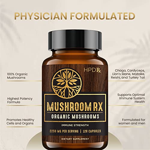 HPD Rx Mushroom Rx Organic Mushroom Extract Blend Max Immunity Dose, Lion’s Mane HPD RxBuy Supplements Australia