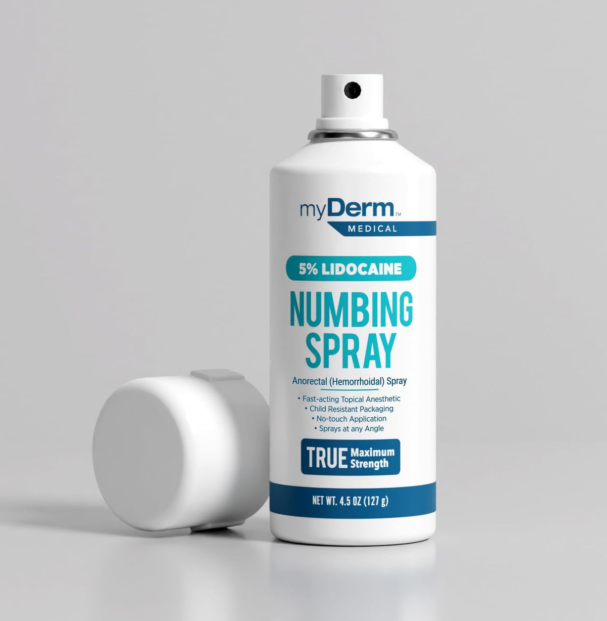 Myderm Medical Numbing Spray - 4.5oz - Maximum Strength 5% Lidocaine with Phenylephrine HCl and Witch Hazel - Fast-Acting Reliever with A Touch-Free Application - First Aid Supplies - Made in USA MydermBuy Supplements Australia