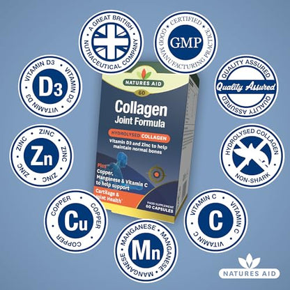 Natures Aid Collagen Joint Formula with Vitamin C, Copper and Manganese, Cartilage and Joint Health, 60 Capsules natures aidBuy Supplements Australia