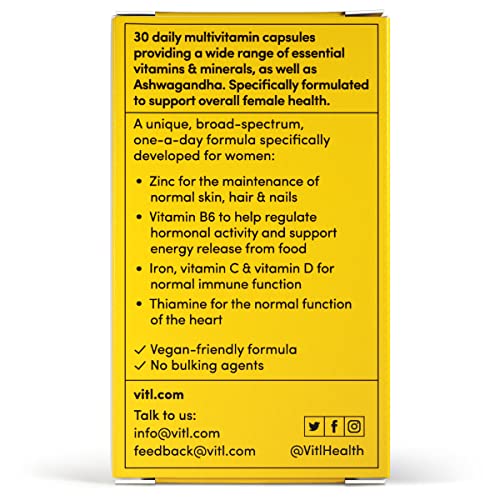 Vitl Female Multivitamin & Minerals Supplement - 30 Vegan Capsules - 21 Essential Active VITLBuy Supplements Australia