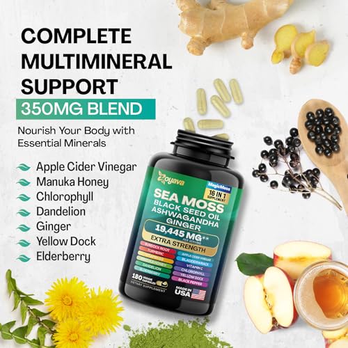 Sea Moss 7000mg Black Seed Oil 4000mg Ashwagandha 2000mg Turmeric 2000mg ZoyavaBuy Supplements Australia