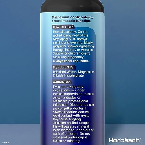 Magnesium Spray for Restless Legs, Muscles, Sleep | 100ml | Magnesium Chloride Oil HorbäachBuy Supplements Australia