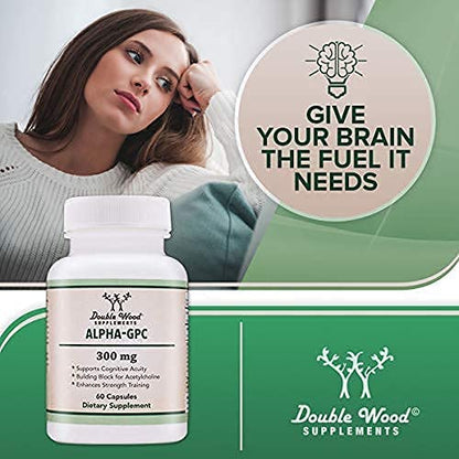Alpha GPC Choline 600mg Capsules - Brain Support Supplement for Focus, Memory Double Wood SupplementsBuy Supplements Australia