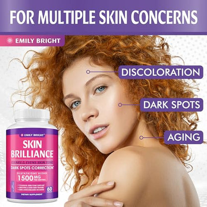 Glutathione Capsules - 1,500mcg Glutathione Supplement - Skin Tone Enhancer - Targets Emily Bright INCBuy Supplements Australia