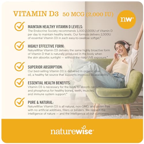 NatureWise Vitamin D3 2000iu (50 mcg) Healthy Muscle Function, and Immune Support NatureWiseBuy Supplements Australia