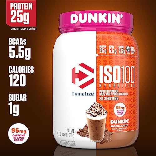 Dymatize ISO100 Hydrolyzed Protein Powder in Dunkin' Mocha Latte Flavor, 100% Whey DymatizeBuy Supplements Australia