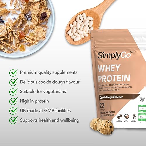 SimplyGo Whey Protein Powder | 900g | Simply Add 30g to Water, Juice or Shakes (Cookie Dough) Simply SupplementsBuy Supplements Australia