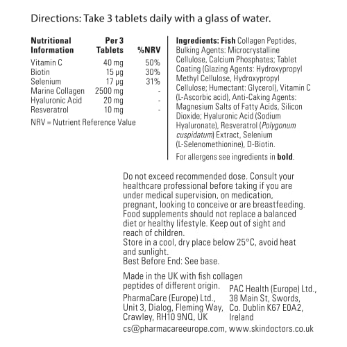 Skin Doctors Collagen Tablets | 2500mg | Hydrolysed Marine Collagen | Hyaluronic Acid Skin DoctorsBuy Supplements Australia