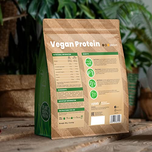 VPlab Vegan Protein Powder 500g - 16 Servings, 100% Plant Based and Natural Vegan Protein Shake vplab nutritionBuy Supplements Australia