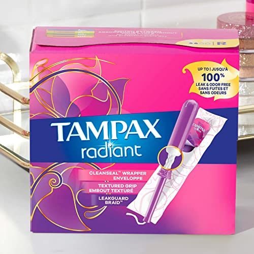 Tampax Radiant Tampons, Super Absorbency, With Leakguard Braid, Unscented, 28 Count TampaxBuy Supplements Australia