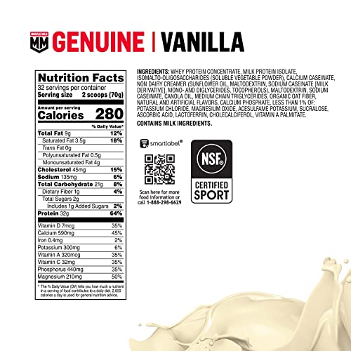 Muscle Milk Genuine Protein Powder, Vanilla Creme, 32g Protein, 5 Pound, 32 Servings Muscle MilkBuy Supplements Australia