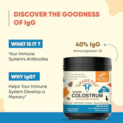 Sandhu's Pure Bovine Colostrum Powder Supplement for Humans |𝟰𝟬% 𝗜𝗴𝗚 Highly Sandhu'sBuy Supplements Australia