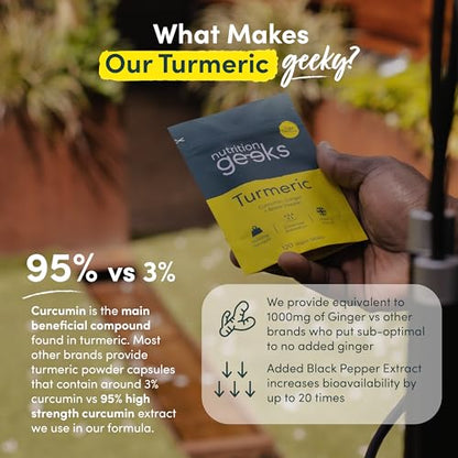 Nutrition Geeks Turmeric Tablets 2000 mg with Black Pepper & Ginger, High Strength Nutrition GeeksBuy Supplements Australia
