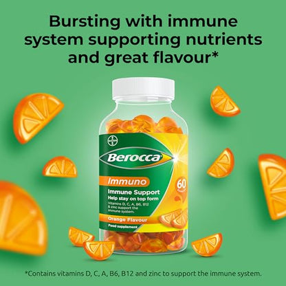 Berocca Immuno Gummy Vitamins, Orange Flavour, Bursting with Immune System BeroccaBuy Supplements Australia