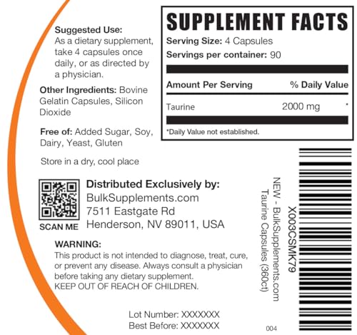 BULKSUPPLEMENTS.COM Taurine Capsules - Taurine Supplement, Taurine 2000mg BULKSUPPLEMENTS.COMBuy Supplements Australia