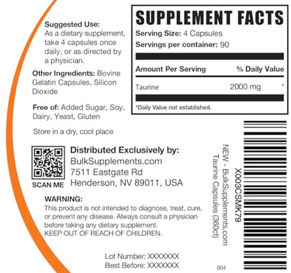 BULKSUPPLEMENTS.COM Taurine Capsules - Taurine Supplement, Taurine 2000mg BULKSUPPLEMENTS.COMBuy Supplements Australia