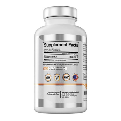 Smart Nutra Labs Premium Berberine HCL 1200mg- 180 Vegan Capsules, 100% Pure Smart Nutra LabsBuy Supplements Australia
