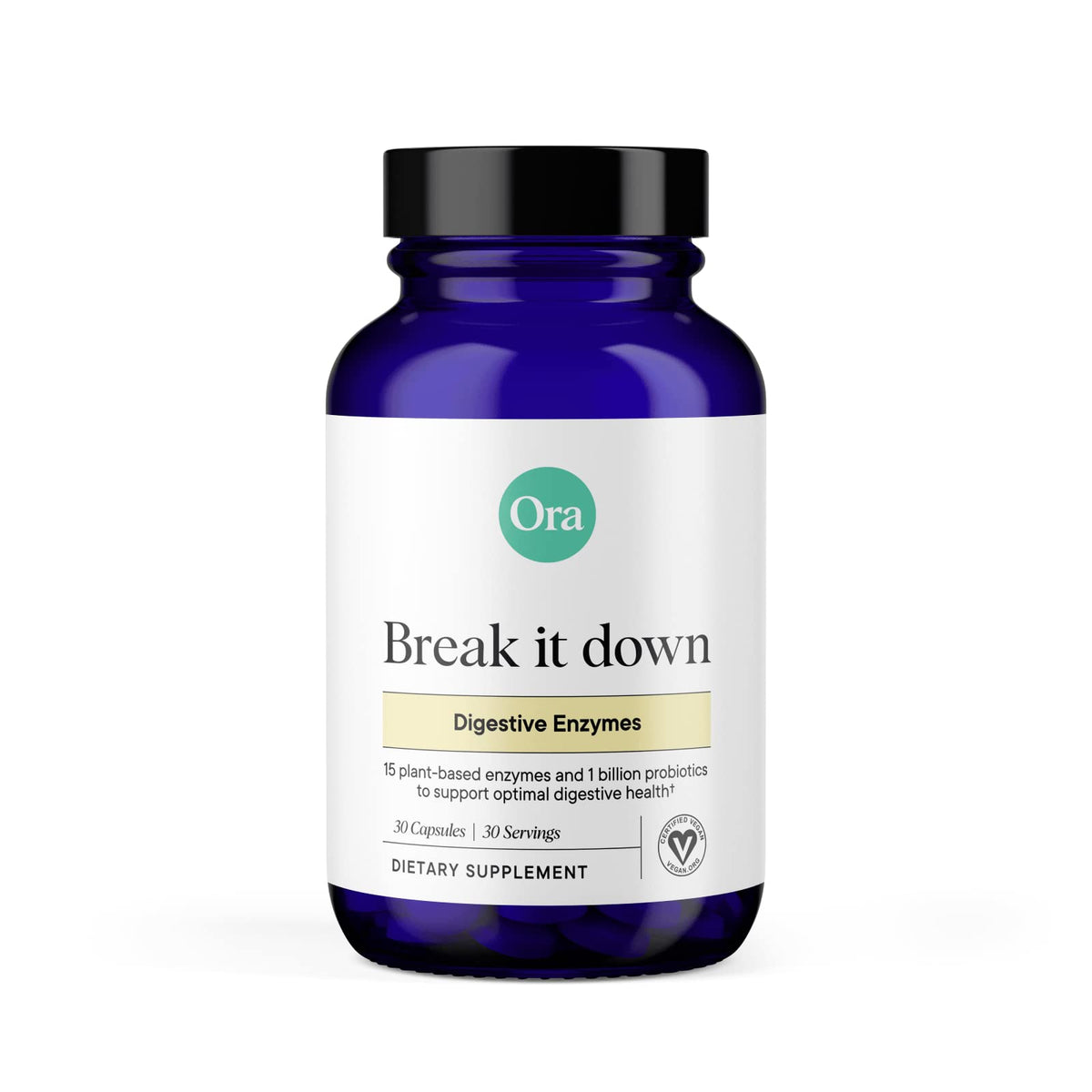 Ora Organic Multi-Enzyme Supplement - Vegan, Gluten Free Enzymes for Digestion with Probiotics for Gut Health, Bloating, Constipation and Gas Relief - 30 Easy to Swallow Capsules Ora OrganicBuy Supplements Australia