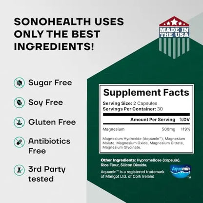 Spectrum 5 Magnesium | 5-in-1 Complex + 72 Trace Minerals for Enhanced Absorption | Irish Sea Sourced | 500mg per Serving SonoHealth canada supplements