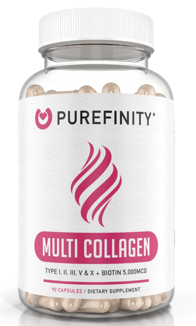 PUREFINITY Collagen Peptides for Women – Type I, II, III, V & X with Biotin & Hyaluronic Acid, Supports Healthy Skin, Bones, Hair & Nails – Non-GMO, Grass-Fed (90 Capsules, 1 Month Supply) PUREFINITYBuy Supplements Australia