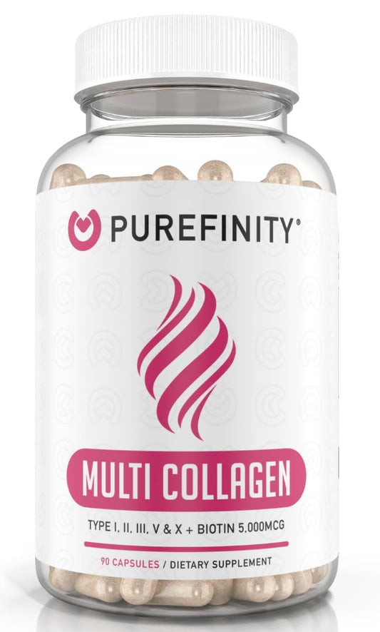 PUREFINITY Collagen Peptides for Women – Type I, II, III, V & X with Biotin & Hyaluronic Acid, Supports Healthy Skin, Bones, Hair & Nails – Non-GMO, Grass-Fed (90 Capsules, 1 Month Supply) PUREFINITYBuy Supplements Australia