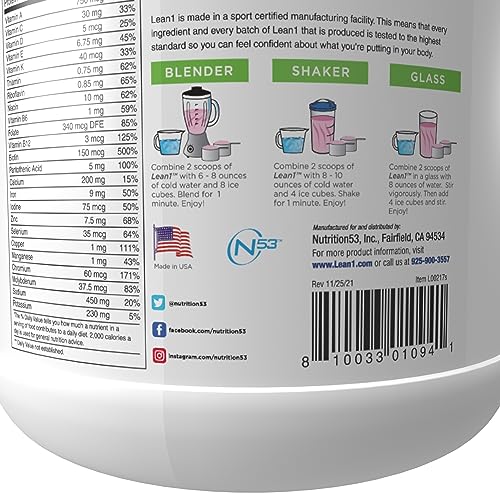 Lean1 Strawberry, 15 Serving tub, Fat Burning Meal Replacement by Nutrition53 N53Buy Supplements Australia