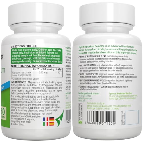 Advanced Triple Magnesium Complex, 2000mg Glycinate, Citrate & Taurate, Clean Label Igennus Healthcare NutritionBuy Supplements Australia