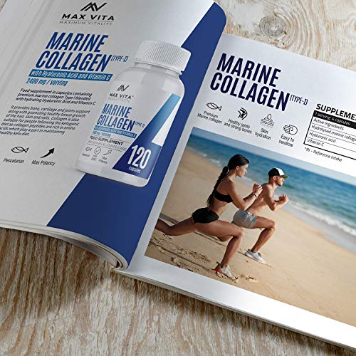 Marine Collagen Type 1 2400mg - 120 Capsules Supplement with Hyaluronic Acid and Vitamin C MAX VITA MAXIMUM VITALITYBuy Supplements Australia