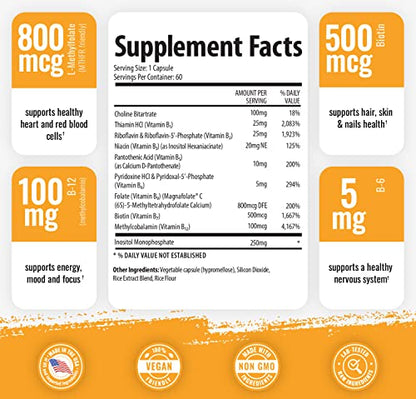 1 Body Vitamin B Complex – 5-MTHF Folate with B1, B2, B5, B6