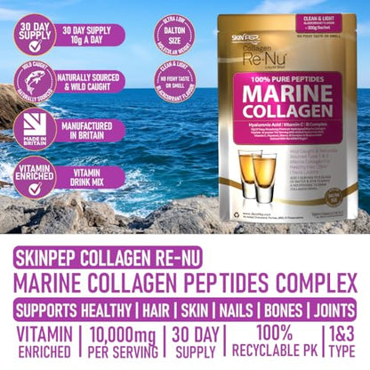 SkinPep® Collagen Re-Nu Liquid Shot Sachet 15-30 Day Supply - The Anti-Ageing Daily Collagen Drink Mix SkinPepBuy Supplements Australia