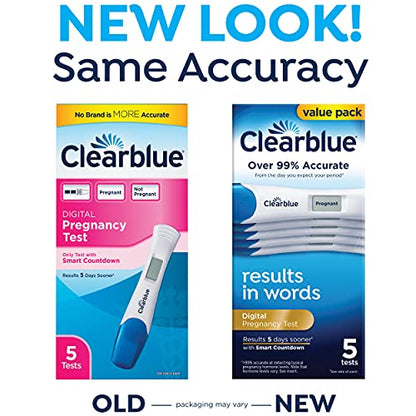 Clearblue Digital Pregnancy Test with Smart Countdown, Multi, 5 count ClearblueBuy Supplements Australia
