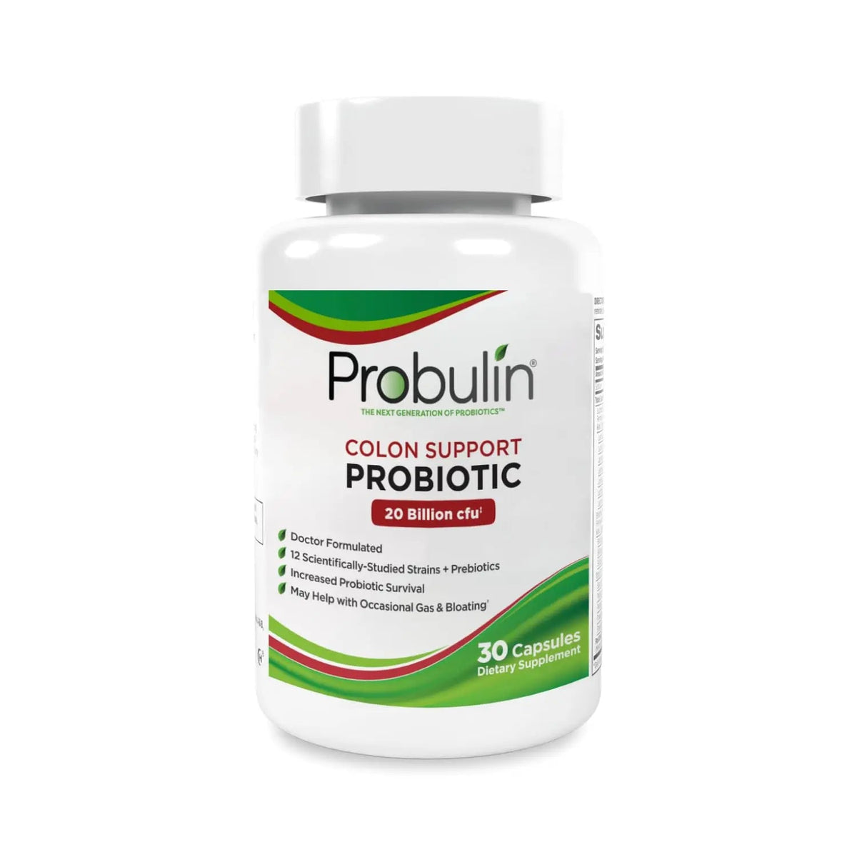 Probulin Colon Support Probiotic Supplement, Daily Gut, Digestive, and Immune Health Probiotics Capsules for Men and Women, 20 Billion CFU, Vegan, 30 Count Bottle ProbulinBuy Supplements Australia
