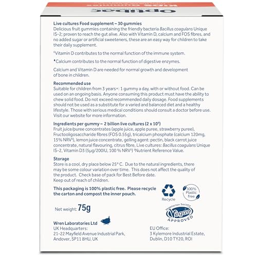 Optibac Kids Probiotic with Vitamin D & Calcium for Immune System Support & Gut Health OptiBacBuy Supplements Australia