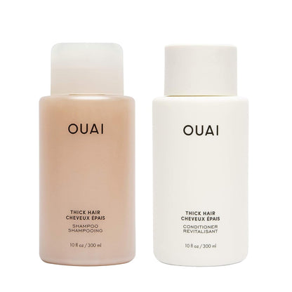 OUAI Thick Hair Shampoo and Conditioner Set - Sulfate Free Shampoo and Conditioner for Thick Hair Care - Moisturizes, Strengthens & Fights Frizz - Made with Keratin & Shea Butter (10 Fl Oz) OUAIBuy Supplements Australia