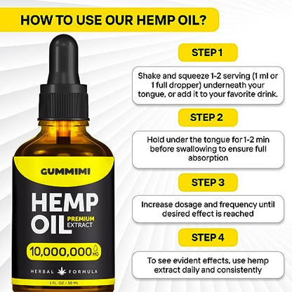 GummiMi Оrganic Hеmp Oil 10 000 000 mg - Natural Drops - Rich in Vitamins B, C, E GummiMiBuy Supplements Australia