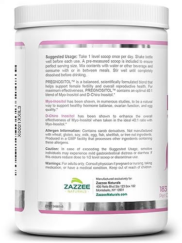 Zazzee PREGNOSITOL Powder, 183 Servings, 6 Month Supply, Premium Myo-Inositol ZazzeeBuy Supplements Australia