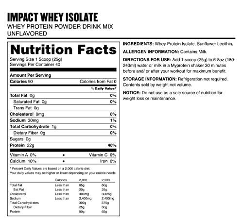 Myprotein Impact Whey Isolate Protein Powder, Gluten Free Protein Powder, Muscle Mass MyproteinBuy Supplements Australia