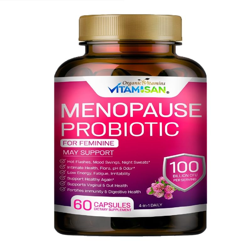 Menopause Support for Women – Hormone-Free Prebiotics & Probiotics 100 Billion CFU with Black Cohosh & Ashwagandha | Feminine Care, pH Balance, Vaginal Health, Hot Flashes, Night Sweats & Mood Swings VITAMISANBuy Supplements Australia