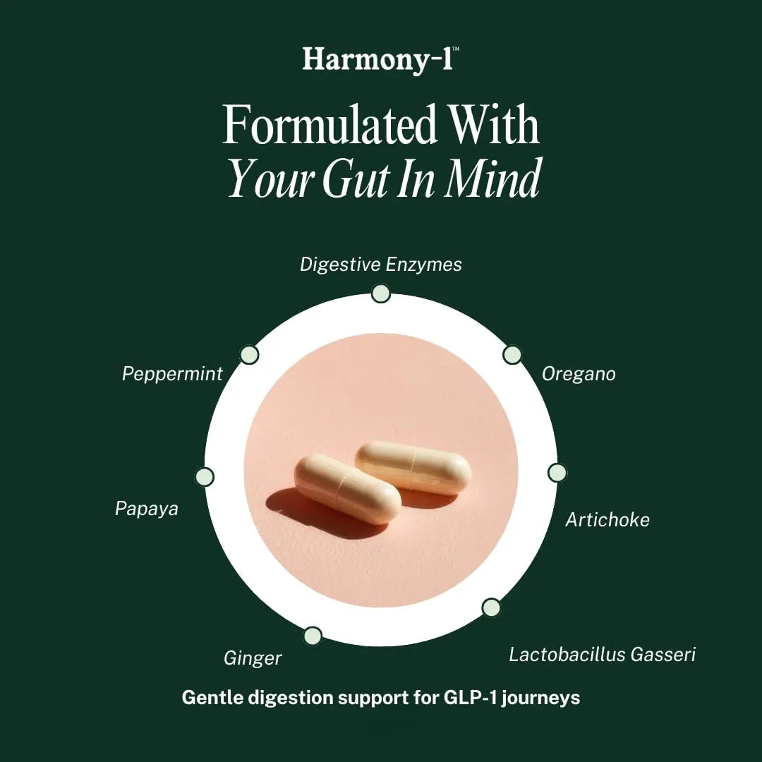 Harmony-1 Gut Health Supplement — Digestive Enzymes + Probiotics for Bloating Relief & Digestive Comfort — GLP-1 Friendly Digestive Support — 60 Capsules Harmony-1 buy supplements Au