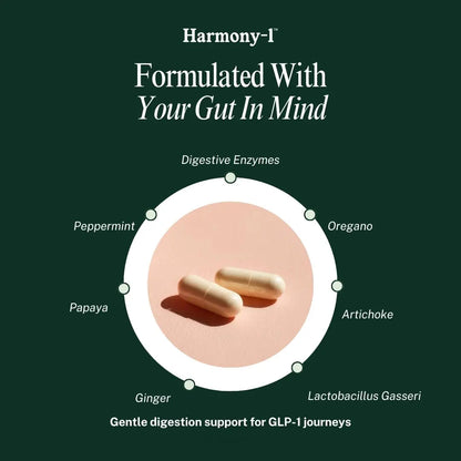 Harmony-1 Gut Health Supplement — Digestive Enzymes + Probiotics for Bloating Relief & Digestive Comfort — GLP-1 Friendly Digestive Support — 60 Capsules Harmony-1 buy supplements Au