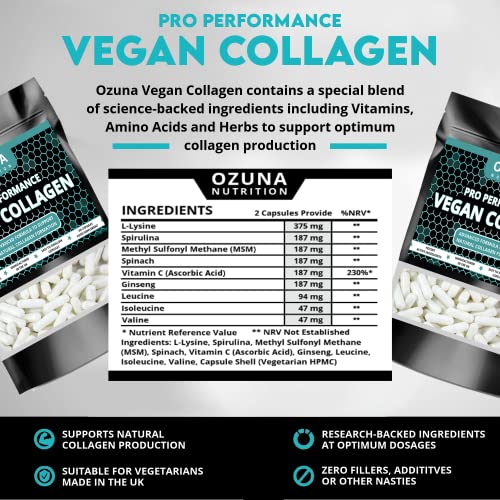 Pro Performance Vegan Collagen Complex – Vegetarian Collagen Capsules, Plant Based Collagen OZUNA NUTRITIONBuy Supplements Australia