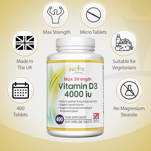 Vitamin D3 4000 iu - Vitamin D Tablets - 1 Year Supply Tablets - Vegetarian - Vitamin D Incite NutritionBuy Supplements Australia