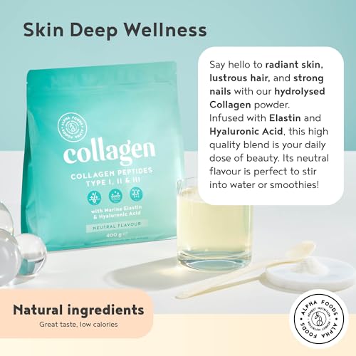 Collagen Powder with Hyaluronic Acid 400g - Collagen Peptides Supplement + Amino Acids Alpha FoodsBuy Supplements Australia