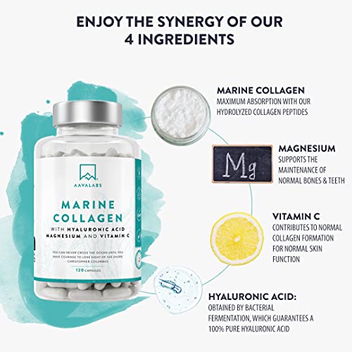 Marine Collagen Tablets for Women and Men with Hyaluronic Acid, Natural Vitamin C & Magnesium - with Pure Collagen peptides AAVALABSBuy Supplements Australia