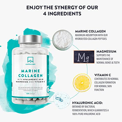 Marine Collagen Tablets for Women and Men with Hyaluronic Acid, Natural Vitamin C & Magnesium - with Pure Collagen peptides AAVALABSBuy Supplements Australia
