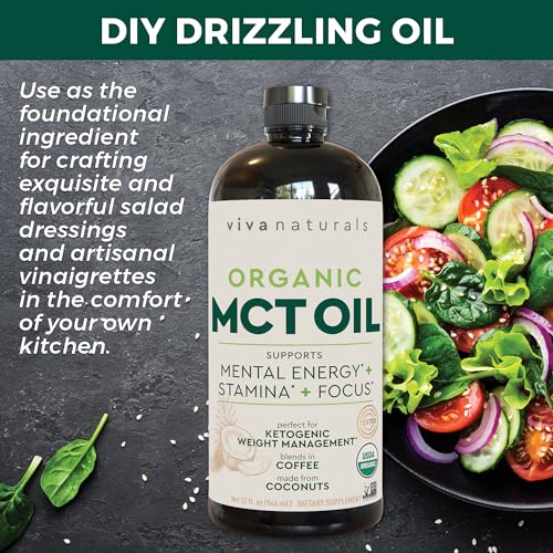 Viva Naturals Organic MCT Oil for Keto Coffee (32 fl oz) - Best MCT Oil Supplement Viva NaturalsBuy Supplements Australia